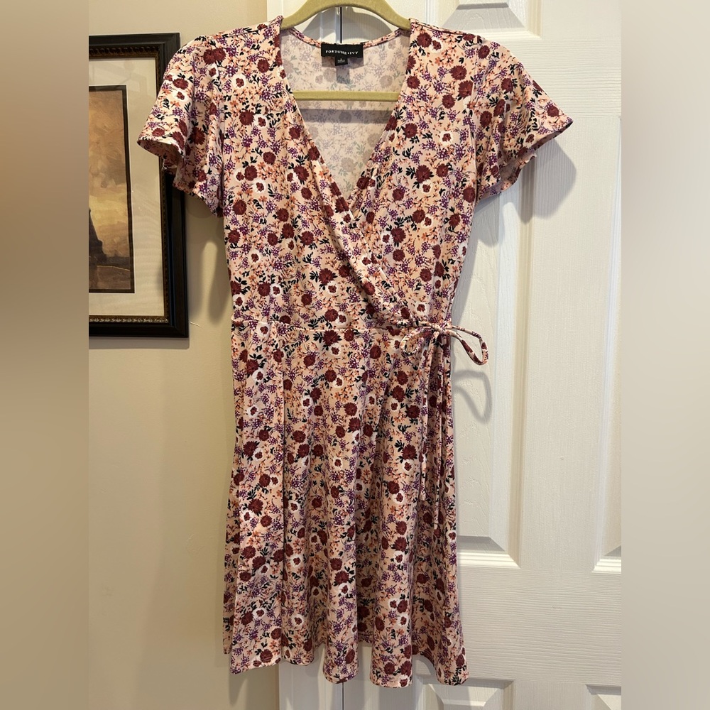 Fortune & Ivy Floral Wrap Dress